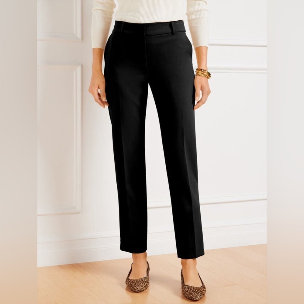 Talbots Size 10 Black Hampshire Straight Ankle Pants Poly-Viscose-Spandex